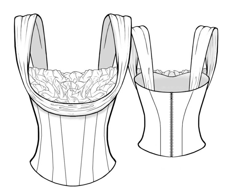 the front and back views of a corset