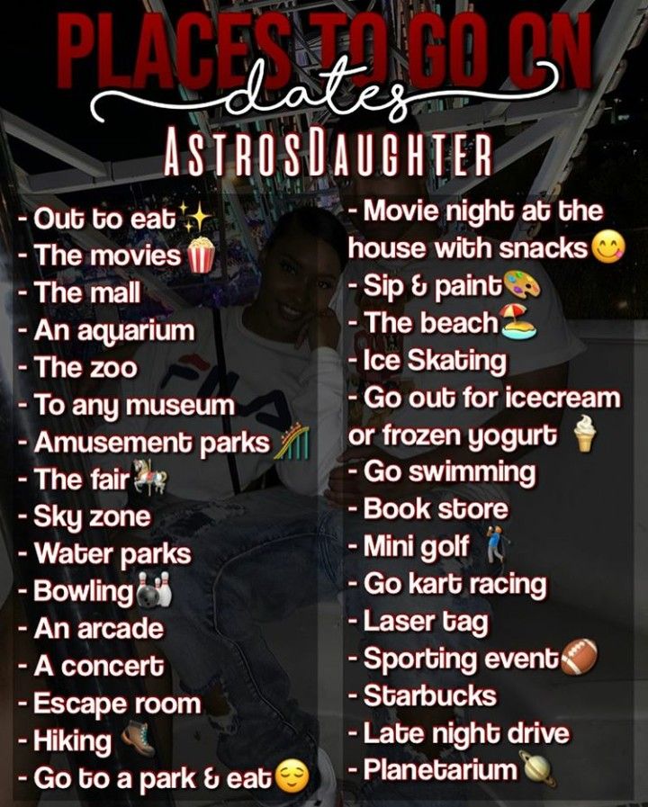 a poster with the names of places to go on astrodaughter in it