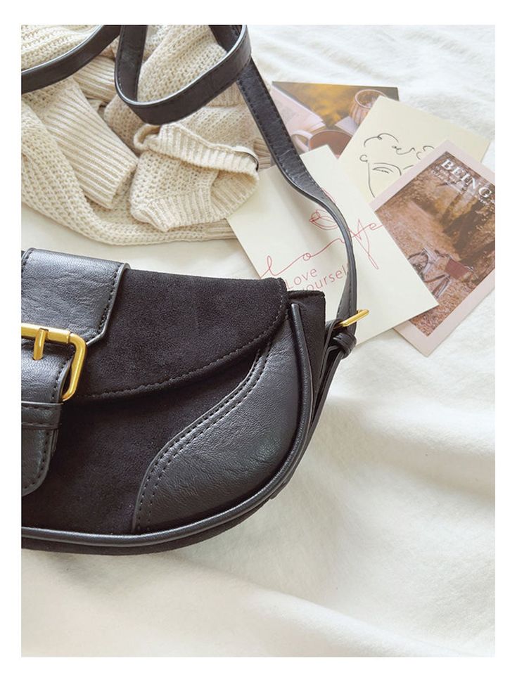 Elena Handbags Small Modern Saddle Bag Retro Saddle Bag For Daily Use, Retro Leather Saddle Bag, Chic Leather Saddle Bag With Hasp Closure, Chic Saddle Bag With Mobile Phone Holder For Office, Black Leather Baguette Bag With Hasp Closure, Black Large Capacity Saddle Bag, Leather Crossbody Saddle Bag With Hasp Closure, Everyday Shoulder Bag, Pu Leather Bag