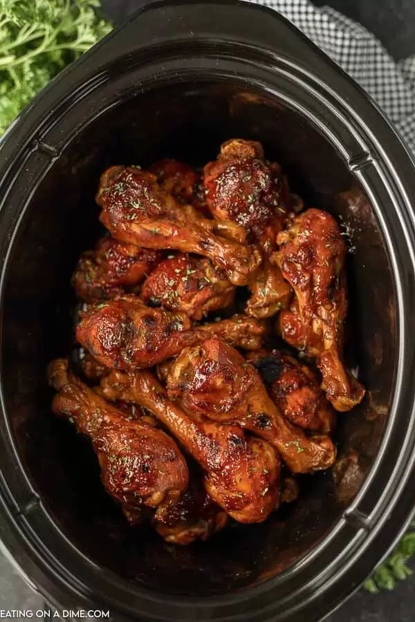 chicken wings are cooked in the slow cooker