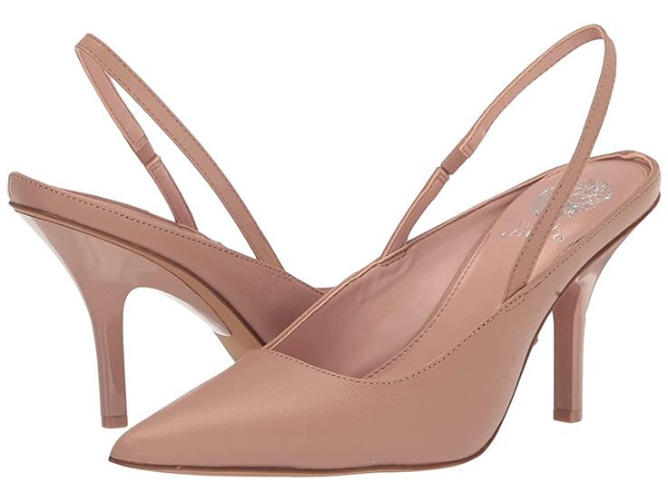 Vince Camuto Riveq - Women's Shoes : Dark Blush : Add a dash of elegance to your look by slipping into the Vince Camuto Riveq sandals. Smooth leather upper. Synthetic lining with a padded footbed. Easy slip-on style with elasticized slingback strap for a secure fit. Pointed toe silhouette. Brand name embossed on the footbed. Sleek stiletto heel. Durable synthetic outsole. Imported. Measurements: Heel Height: 3 2 5 in Product measurements were taken using size 7, width M. Please note that measure Chic Medium Width Slip-on Slingback Pumps, Chic Slip-on Sandals With Pointed Toe, Chic Slip-on Sandals With Heel Loop, Elegant Slip-on Mules With Heel Loop, Chic Slip-on Spring Heels, Elegant Slip-on Sandals For Evening, Elegant Slip-on Heels For Spring, Formal Slip-on Sandals With Padded Heel, Spring Slip-on Heels With Heel Strap