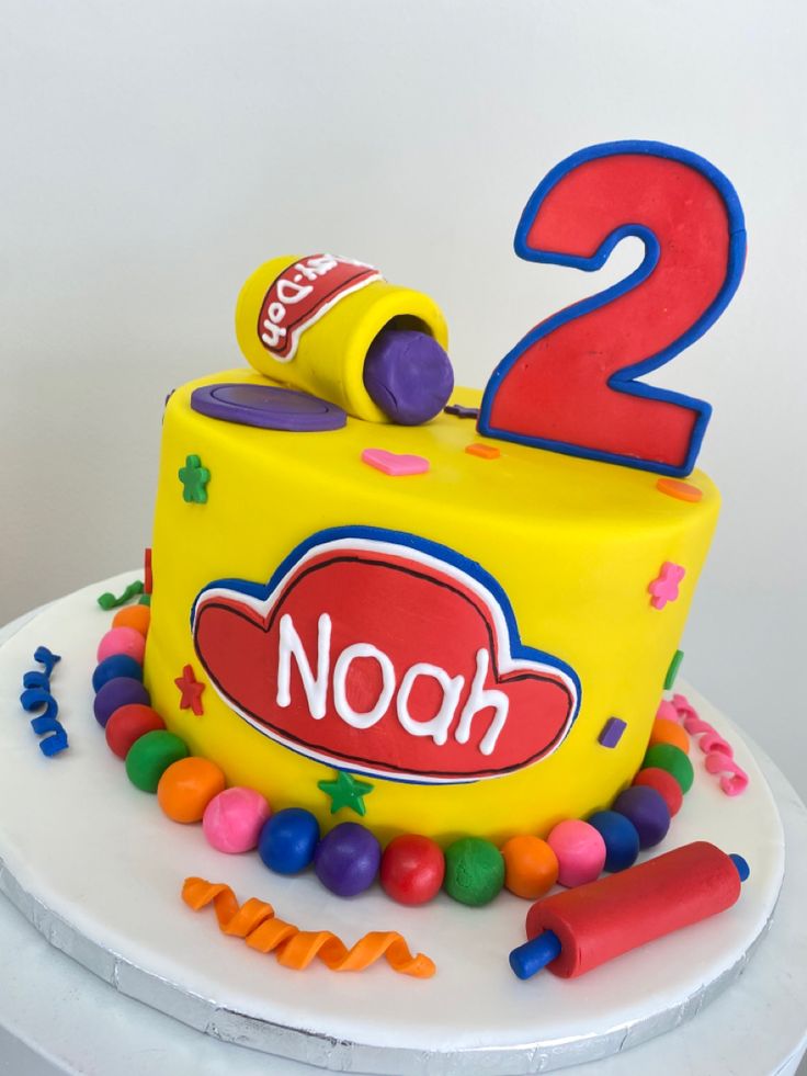 a birthday cake with the number two on it