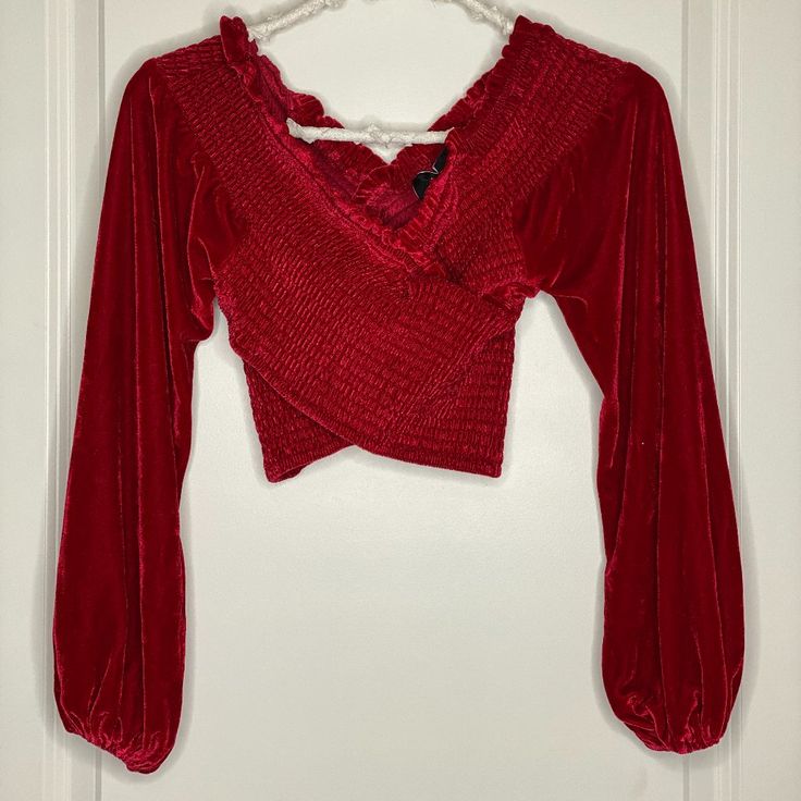 Like New & Never Worn! Red Cropped Tops For Winter, Red Long Sleeve Crop Top, Red Long Sleeve, Long Sleeve Crop, Long Sleeve Crop Top, High Boots, Knee High, Crop Top, Like New