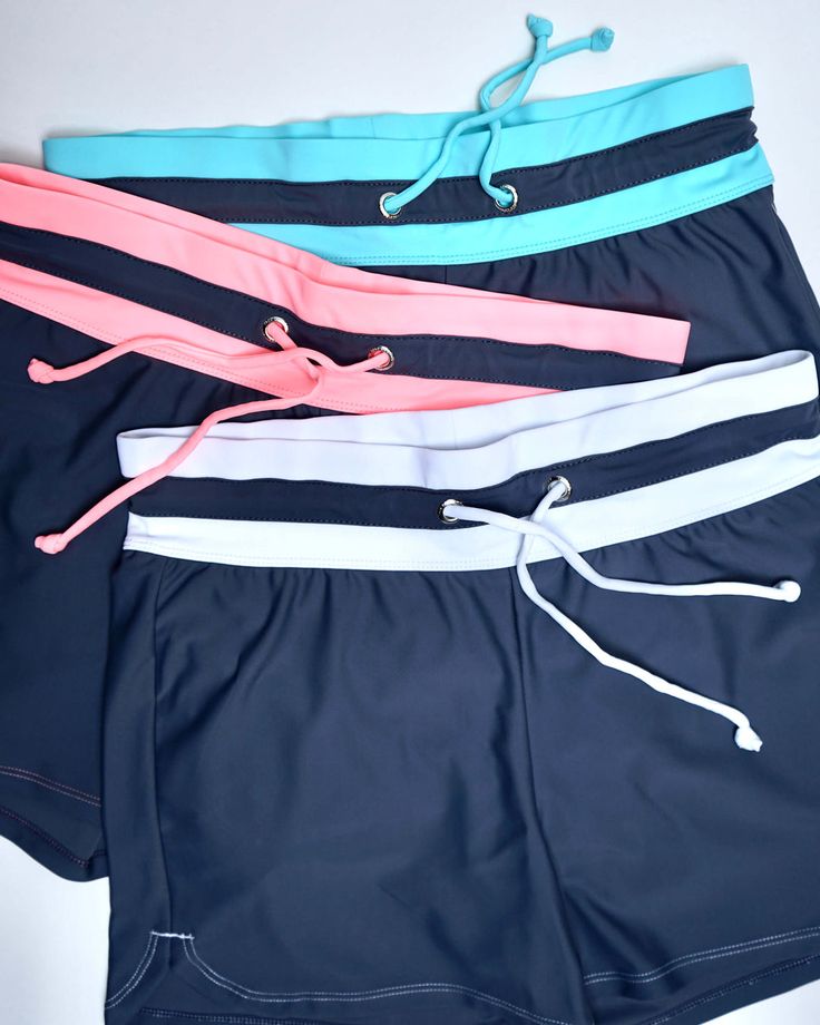 Get ready for the ocean with these drawstring women's swim shorts. Sporty Swim Skirt With Built-in Shorts, Beach Season Swimwear With Built-in Shorts, Sporty Shorts With Built-in Shorts For Vacation, Poolside Swim Skirt With Built-in Shorts, Sporty Swim Trunks With Built-in Shorts, Beachwear Tankini With Built-in Shorts For Poolside, Adjustable Drawstring Swimwear For Poolside, Beachwear Swimwear With Built-in Shorts For Swimming, Adjustable Drawstring Summer Swimwear