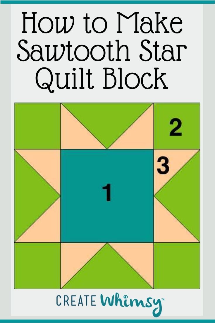 how to make a sawtooth star quilt block with the number 1 and 2 on it