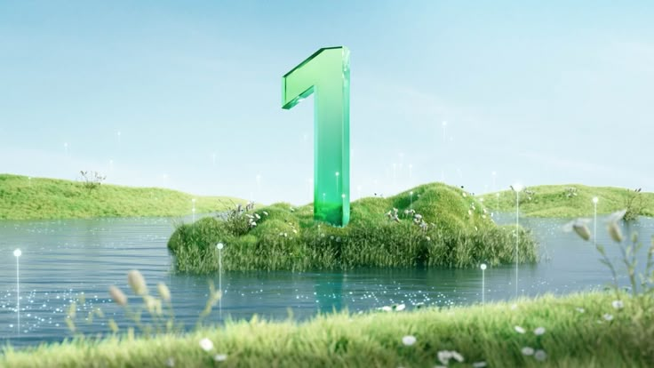 the number one is placed on an island in the water