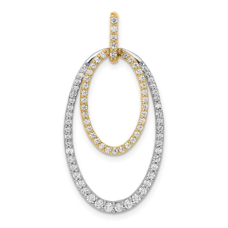 14k two tone gold 1 2ct real diamond double oval pendant pm3819 050 ywa 11 Stone, Horses Pendant, India Jewelry, Elegant Pendant, Oval Pendant, Diamond Fashion, Beautiful Gift Boxes, Gold Charm, Real Diamonds