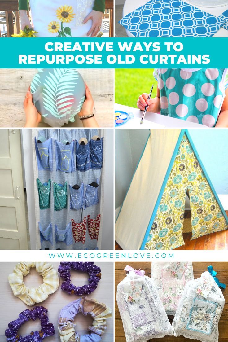 the collage shows different ways to repurpose old curtains and make them look like they are made out of fabric