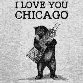 i love you chicago t - shirt with an image of a bear holding a cage