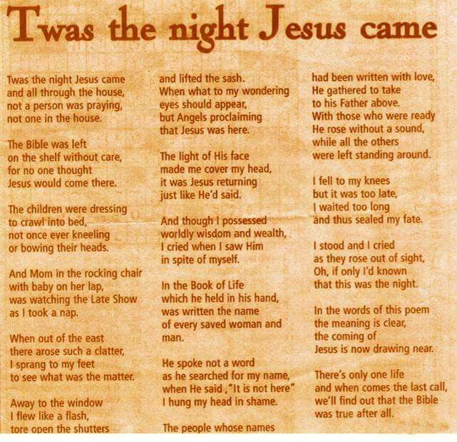 an old paper with the words twas the night jesus came