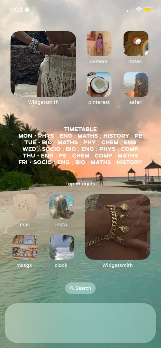 an iphone screen showing the homepage for a beach resort with many different things on it