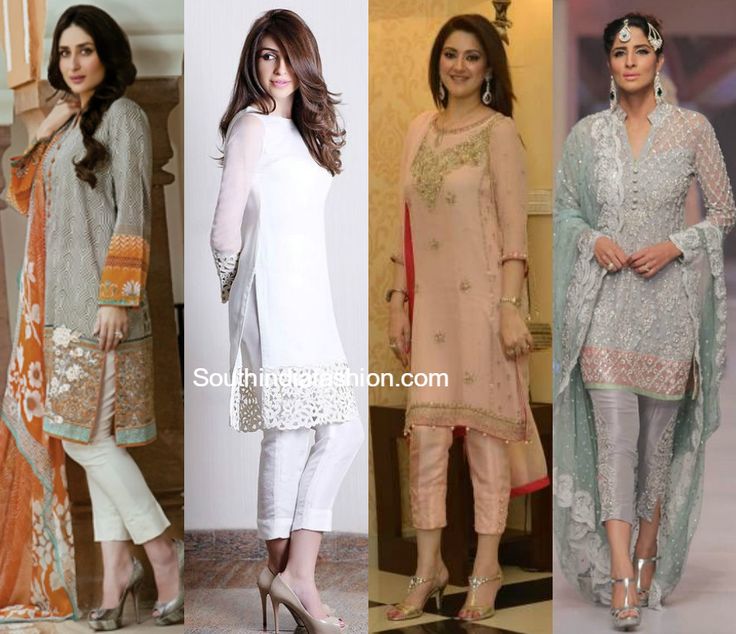 Salwar suits with the cigarette pants, Salwar Kameez with crop pants, cropped cigarette pants with kurtas, kurtis, tunics, kurta with crop pant Skirt Outfits Formal, Cigratte Pants, Trendy Skirt Outfits, Outfits Formal, Pant Design, Salwar Pants, Indian Salwar Suit, Womens Pants Design, Straight Cut Pants