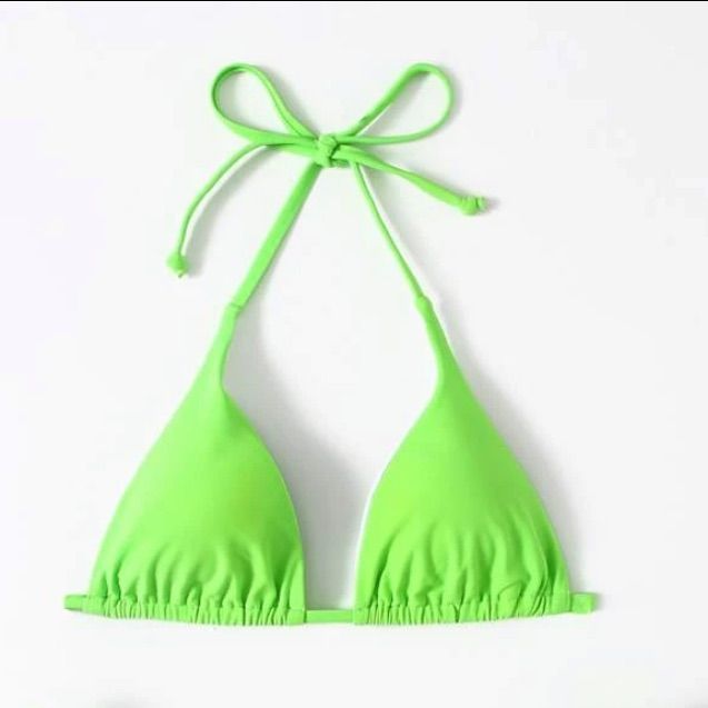 Very Flattering Bright Like Green Color. Triangle String Bikini Top. Brand New, Never Worn, With Original Bag. Removable Pads. This Is The Top Only! Make It Yours Today :) Green Triangle Halter Top With Built-in Bra, Green Stretch Triangle Halter Top, Stretch Green Triangle Halter Top, Green Triangle Halter Top For Sunbathing, Green Triangle Top Halter For Sunbathing, Green Beachwear Halter Top, Green Triangle Halter Top For Pool, Green Triangle Halter Top For The Beach, Green Triangle Halter Top For Beach