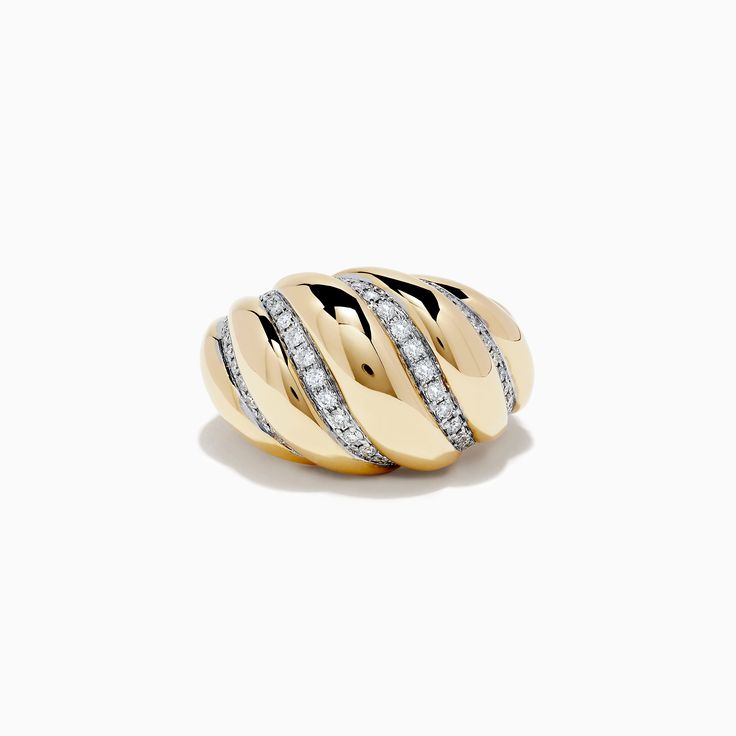 Effy D'Oro 14k Yellow Gold Dome Diamond Croissant Ring Croissant Ring, Ring Trends, Dome Ring, Rings Diamond, Europe Fashion, Effy Jewelry, Snake Ring, Yellow Stone, Domed Ring