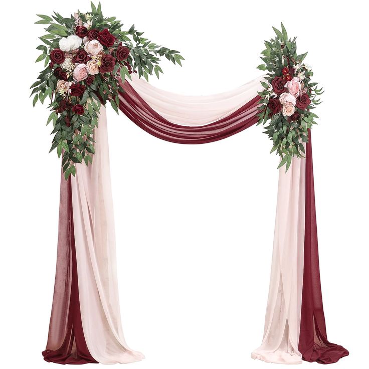 an arch decorated with flowers and greenery for a wedding ceremony or special occasion, isolated against a white background