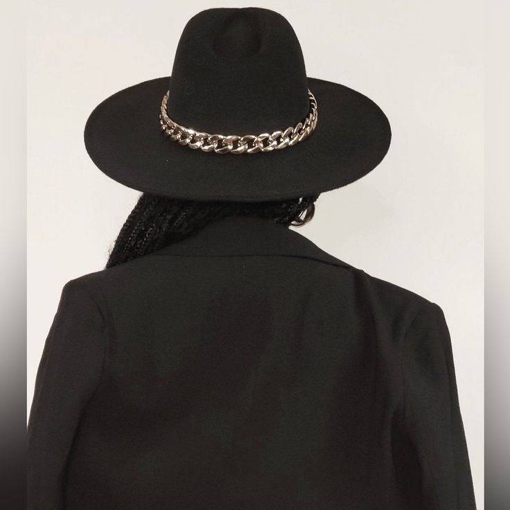 Lucca Couture Wide Brim Fedora Hat. Ready To Make A Statement? This Chain Trim Wool Fedora Hat Is Street Style Ready. Head Circumference Approx. 23-23.5in Wide Brims Approx. 3.75" 100% Wool Chic Adjustable Fedora For Party, Chic Curved Brim Fedora For Parties, Chic Adjustable Fedora For Evening, Chic Fedora Party Hat, Chic Evening Fedora Hat, Chic Fedora Felt Hat For Party, Chic Evening Fedora Felt Hat, Chic Fall Hats For Evening, Chic Evening Hats For Fall