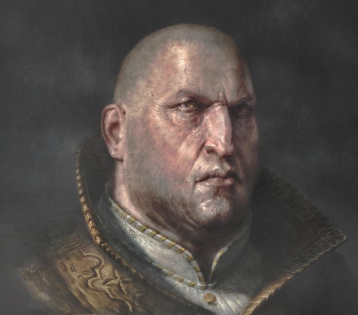 a painting of a man with bald hair