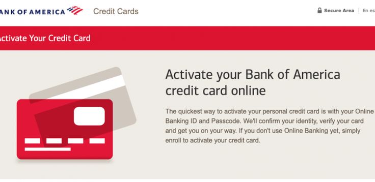 the bank of america credit card page