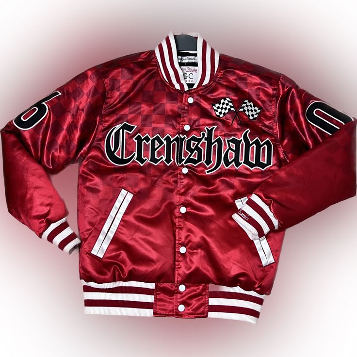 Red Crenshaw The Boogie Headgear Classics Nipsey Hussle Victory Lap 2018 Jacket Size S Nwt. Red Checkered Satin. Quick Shipping And Reliable Seller! Red Outerwear For Fall Sports Events, Red Fitted Varsity Outerwear, Varsity Red Track Jacket For Streetwear, Red Fitted Sports Outerwear, Fitted Red Sports Outerwear, Red Fitted Varsity Jacket, Fitted Red Varsity Jacket, Fitted Red Track Jacket For Winter, Red Fitted Casual Varsity Jacket