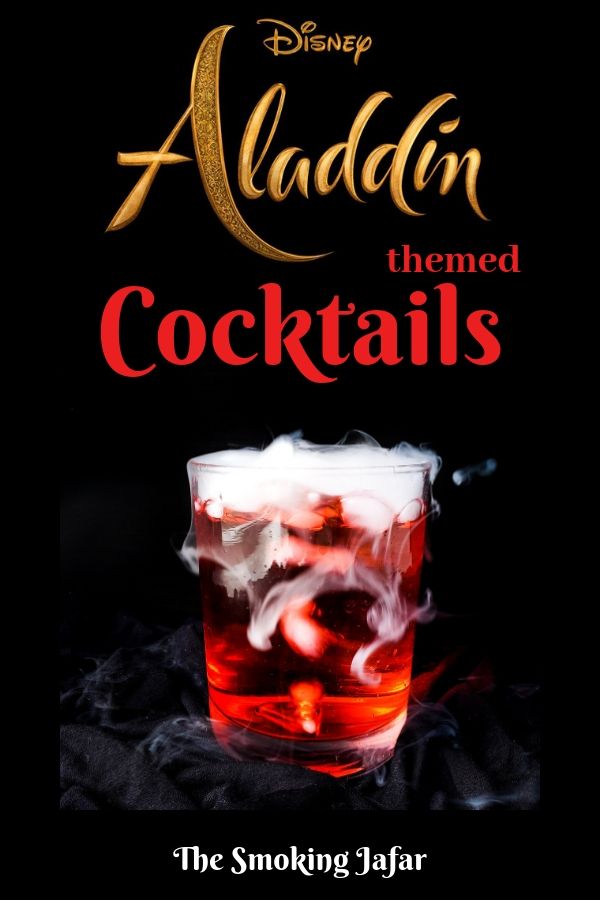 the poster for disney's upcoming movie, alaadd themed cocktails