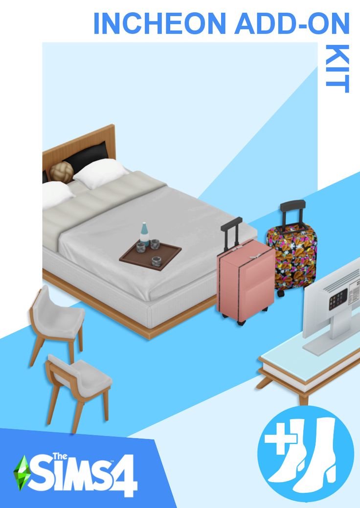 an advertisement for the sims4 travel app with luggage and suitcases on it