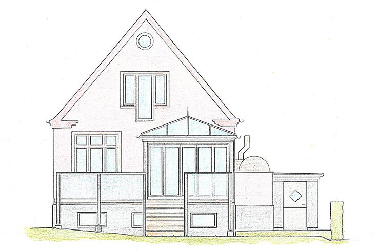 a drawing of a house that is in the process of being drawn