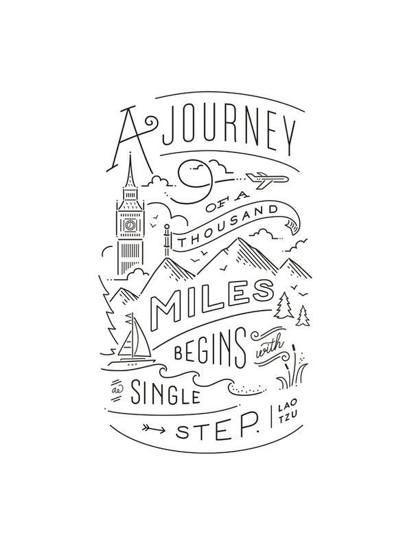 a drawing of the words journey are in black and white