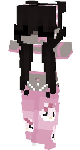 the pixel art is very cute and it looks like she's wearing a pink dress