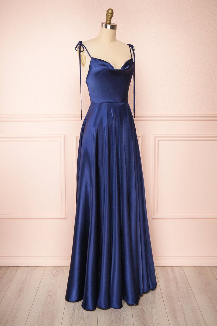 Ty Ball Dresses, Maroon Prom Dress, Prom Outfit Ideas, Navy Long Dress, Stunning Prom Dresses, Boutique 1861, Prom Inspo, Silky Fabric, Grad Dresses