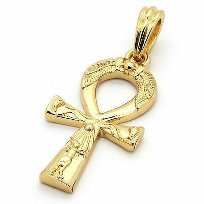 Men's 14k Gold Plated All Gold Engrave Ankh Pendant Hip-Hop 30" Cuban Chain | eBay Antique Ankh Collectible Jewelry, Collectible Symbolic Charm Jewelry, Collectible Yellow Gold Cross Jewelry, Gold Symbolic Collectible Necklace, Gold Symbolic Necklace For Collectors, Symbolic Yellow Gold Collectible Necklace, Symbolic Yellow Gold Cross Jewelry, Symbolic 14k Stamped Pendant Jewelry, Collectible Gold-tone Pendant Jewelry