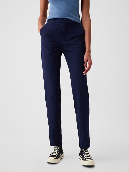 Mid Rise BiStretch Slim Pants Gap Straight Hem Bottoms For Work, Gap Straight Hem Workwear Bottoms, Gap High-waisted Work Pants, Gap Straight Pants For Work, Gap Straight Leg Business Casual Pants, Gap Business Casual Trousers, Gap Fitted Straight Leg Pants, Gap Fitted Straight Pants, Gap Fitted Straight-leg Pants