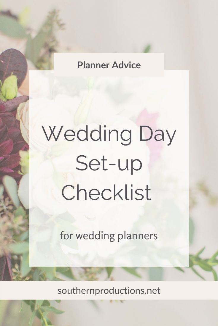 wedding day set - up checklist for planning planners with text overlaying the image