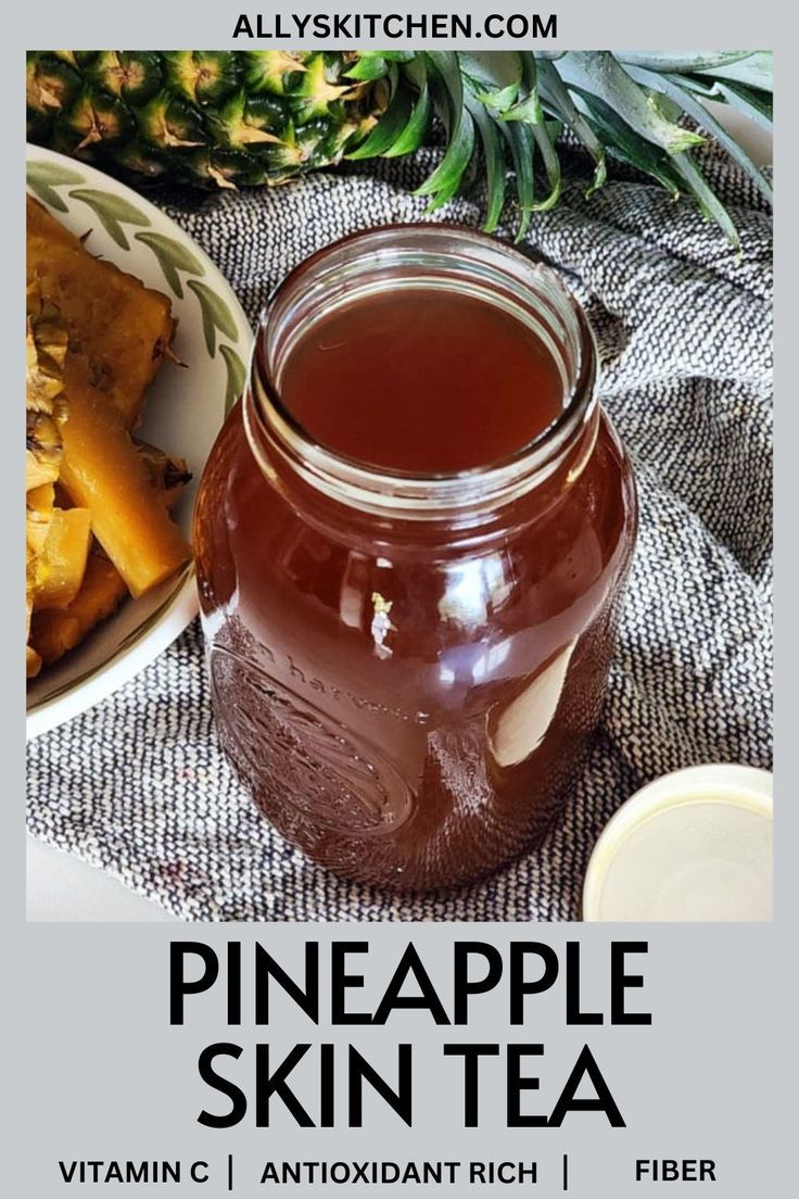 Mason jar filled with healthy, delicious pineapple skin tea. Pineapple Skin Tea, Health Benefits Of Pineapple, Benefits Of Pineapple, Pineapple Skin, Pineapple Tea, Pineapple Health Benefits, Pineapple Benefits, Growing Healthy Hair, Skin Tea