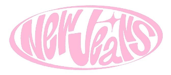 a pink oval sticker with the word new years on it's bottom half