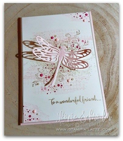 a handmade card with a dragonfly on it's back and the words, to a wonderful friend