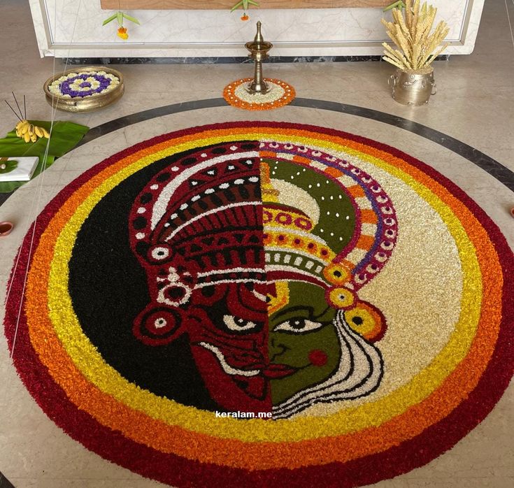 onam,onam festival, onam celebrations, pookalam, flowerart, rangoli, onam pookalam,Kathakali theme Variety Pookalam Design, Kathakali Onam Pookalam, Pookalam Theme Design, Onam Poo Kolam Designs, Best Onam Pookalam Design, Kathakali Pookalam Design, Kathakali Pookalam, പൂക്കളം Design, Onam Kolam Designs