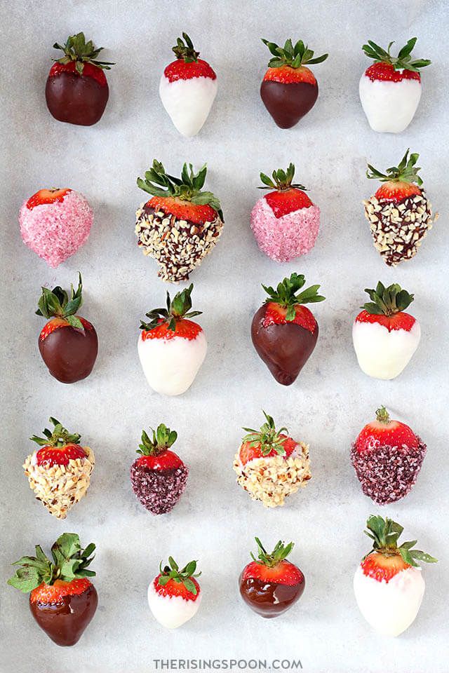 chocolate covered strawberries are arranged in the shape of heart shaped hearts and strawberrys