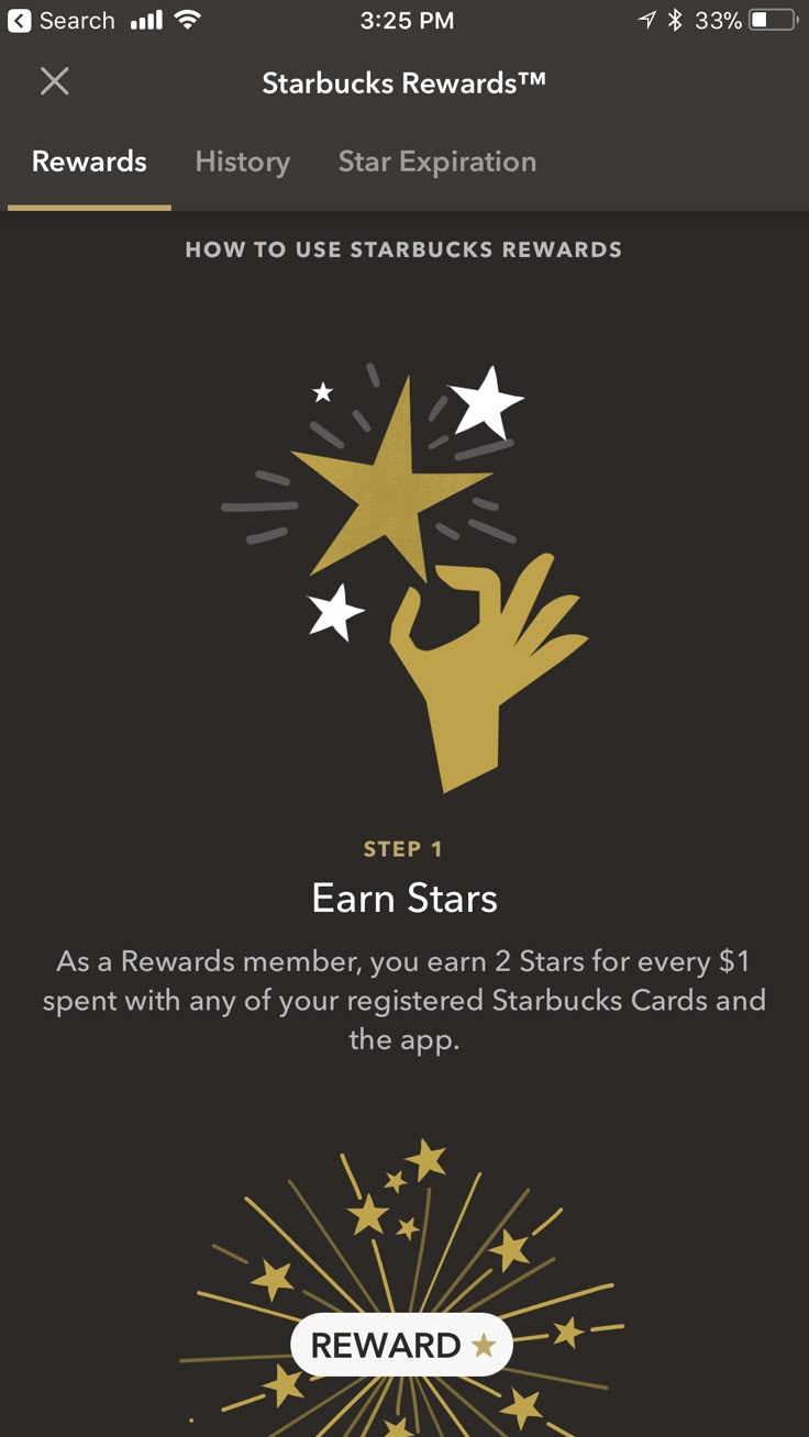 the star trek app on an iphone, showing how to use stars for reward cards