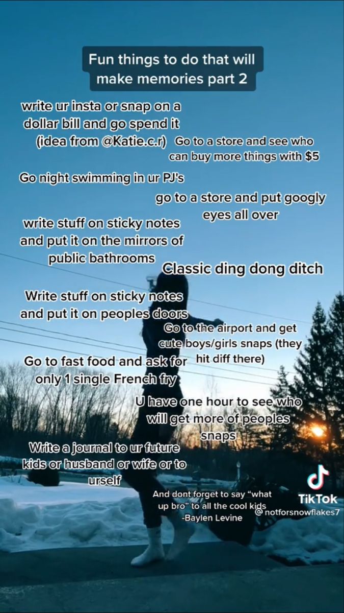 a poster with the words fun things to do that will make memories part 2