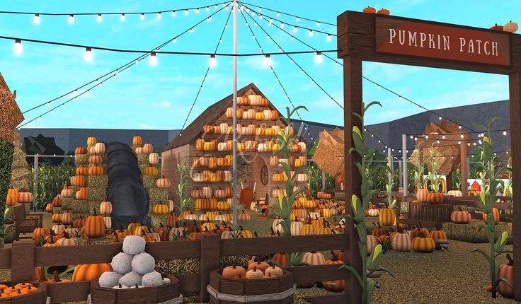 an animated pumpkin patch with lots of pumpkins