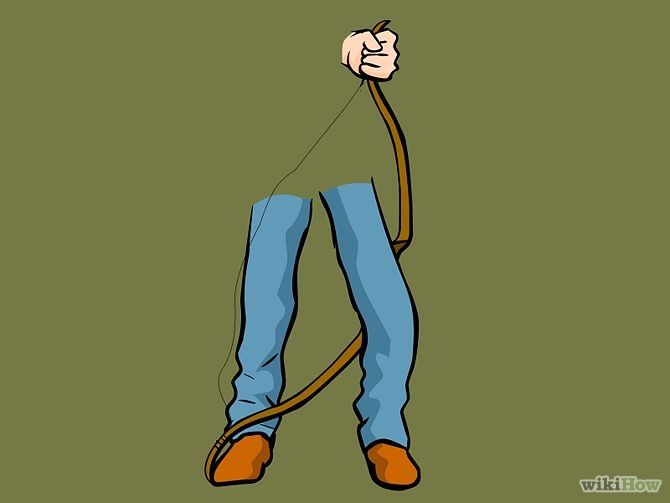 a drawing of a man with a bow and arrow in his hand, holding on to the string