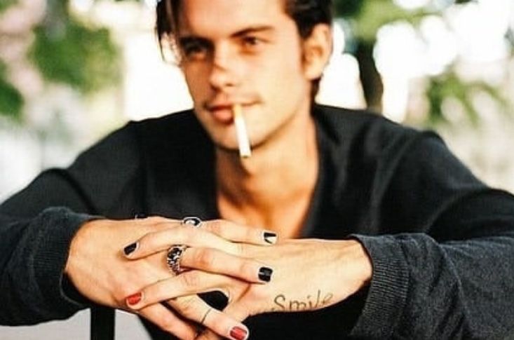 Men Nail Polish, Dylan Rieder, Polished Man, Mens Nails, Painted Nails, Life Is A Gift, Rib Knit Cardigan, Skate Style, Nail Paint