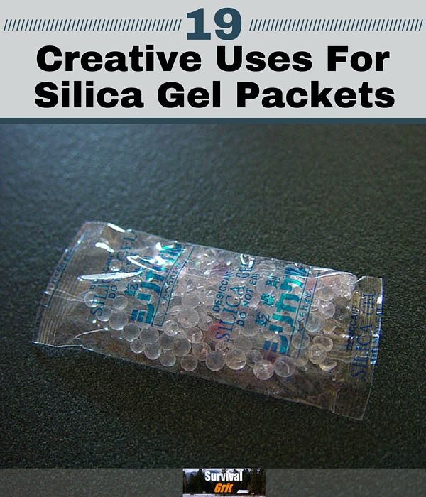 a pack of gel packets sitting on top of a black table with the title 19 creative uses for silica gel packets