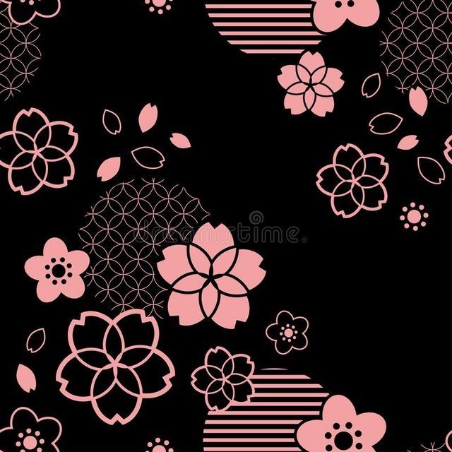 pink flowers on black background royalty illustration