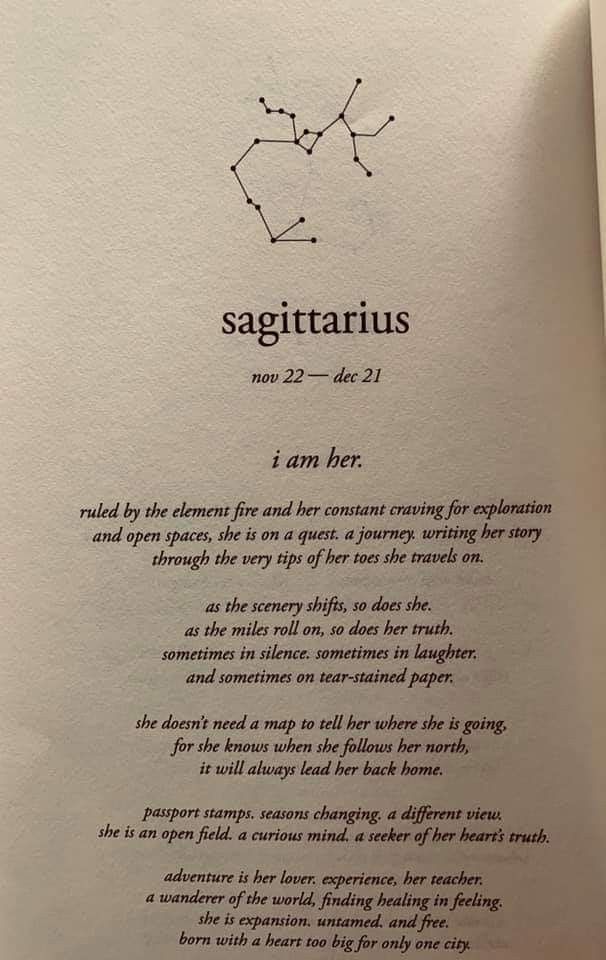 an open book with the words sagittarius written in black ink on it