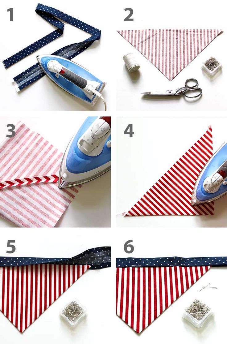 instructions for how to make an american flag bandana with scissors and ironing board