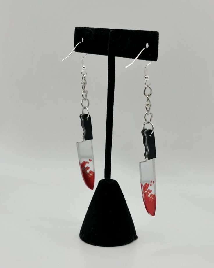 🔪🩸 Spooky Season is Year-Round! Who says Halloween is just in October? Our Bloody Knife Earrings are here to keep the spooky vibes going all year! 🎃 With two killer styles to choose from, these creepy-cool earrings are perfect for those who live for all things spooky and Halloweenie 💀🔪 Choose Your Style: Knife 1 or Knife 2 ~ both come on hypoallergenic hooks with a sleek chain detail. 🎁 Bonus: Every order comes with a free mystery sticker! 🛍️ Get Yours Now: https://aceiacreations.etsy.c... Horror Accessories, Knife Halloween, Knife Earrings, Creepy Earrings, Cool Earrings, Choose Your Style, Spooky Vibes, Cute Charms, Pretty Jewellery