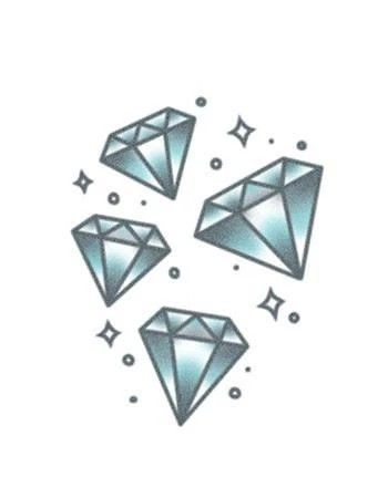 three diamonds with stars around them on a white background