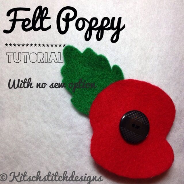 a felt poppy with no sewn on it and the words felt poppy written below