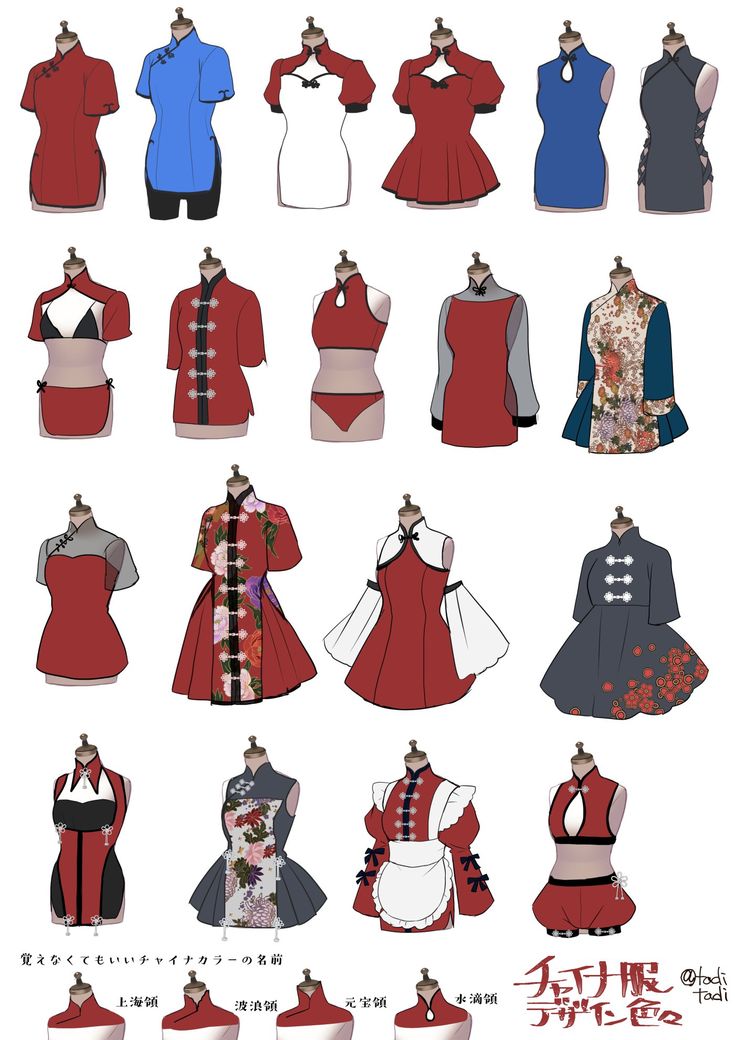 an assortment of women's clothing on mannequins in various styles and colors